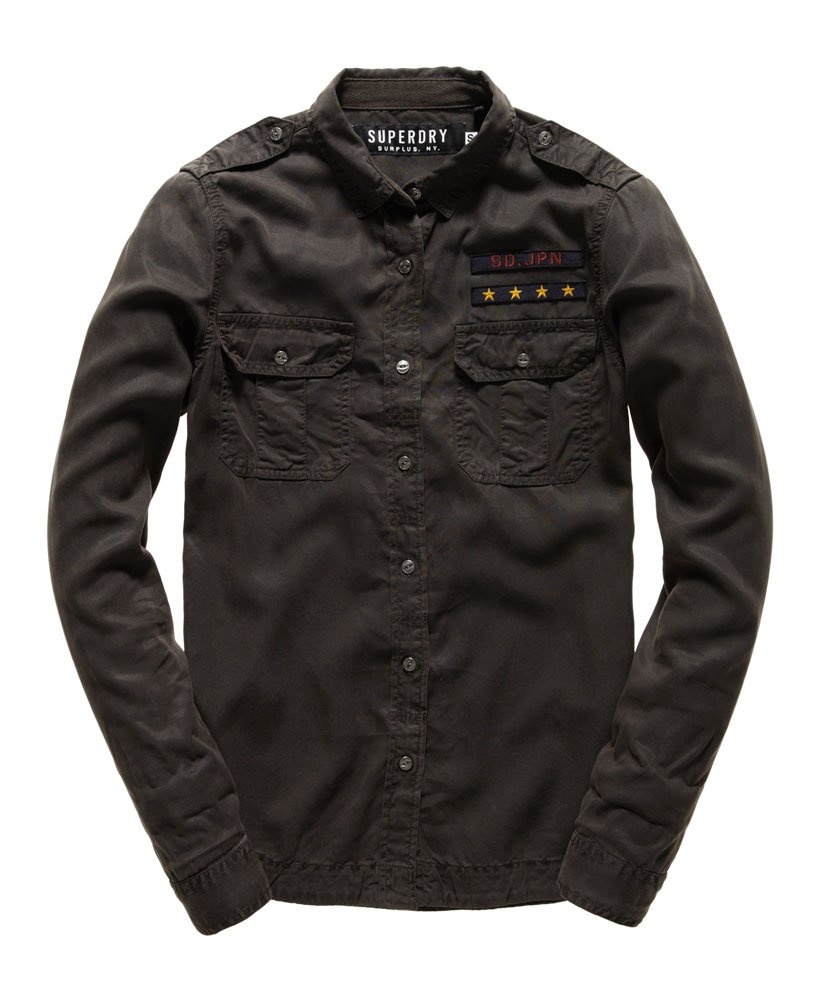 Womens - Military Shirt in Washed Black | Superdry UK