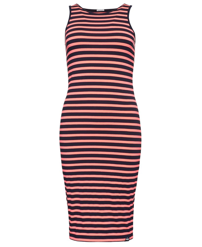 Womens - Core Midi Stripe Dress in Pink | Superdry UK