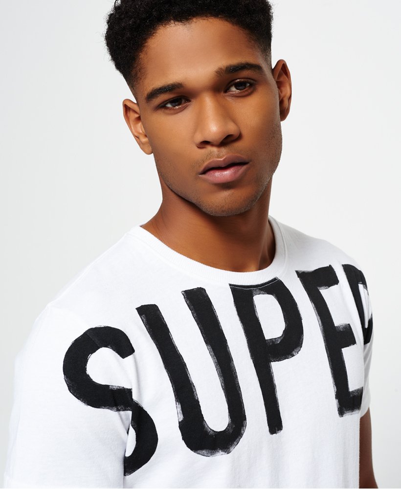 Mens - Scratched Out Long Line T-shirt in White | Superdry