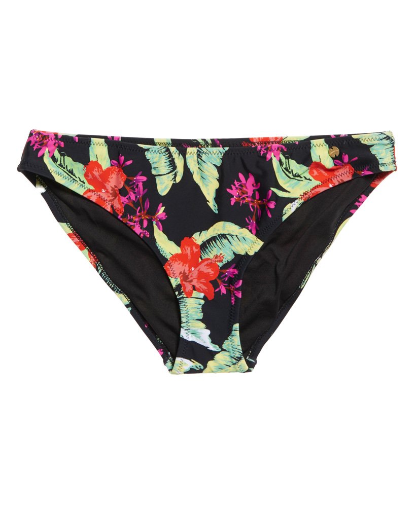 Womens - Tropical Hibiscus Bikini Bottoms in Black | Superdry UK