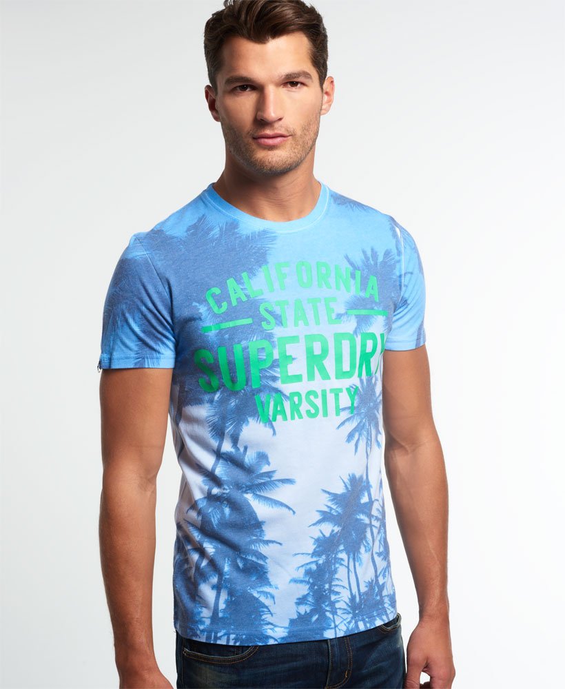 Mens - Santa Monica Photo Print T-shirt in Blue | Superdry