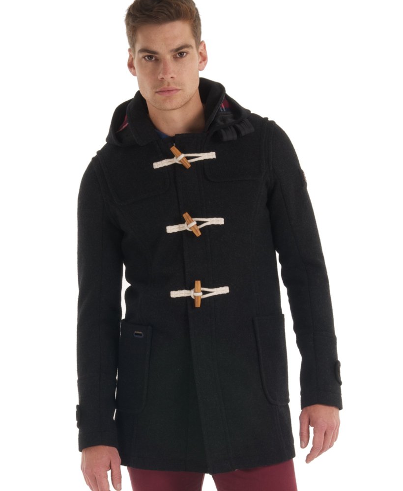 Men's - classic duffle coat in Black Marl | Superdry UK
