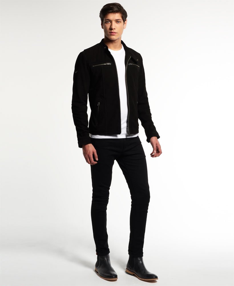 Mens - Real Hero Biker Jacket in Black Goat | Superdry