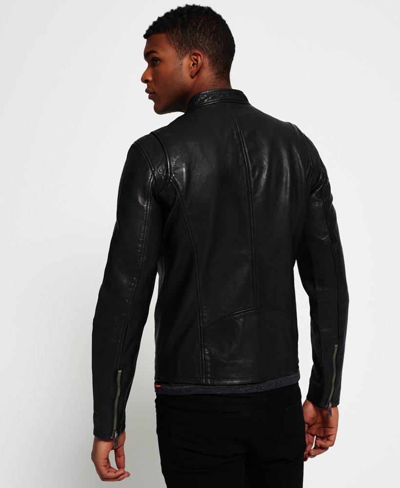 Superdry Classic Real Hero Biker Leather Jacket for Mens