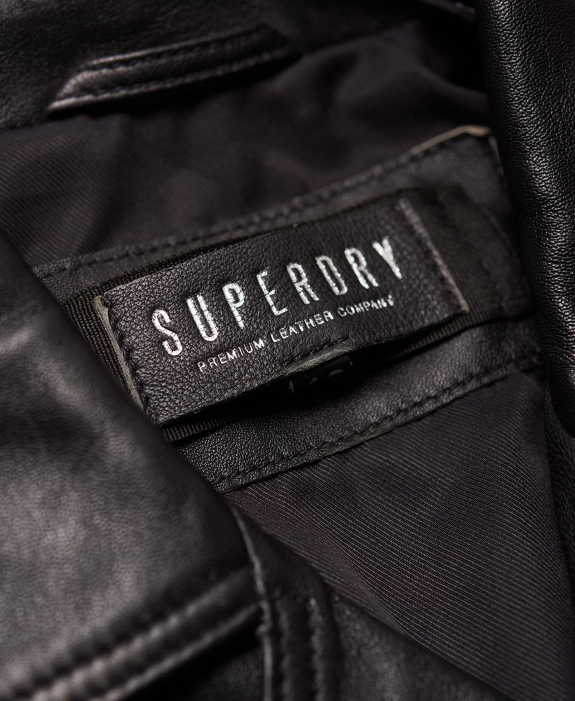 Womens - L.A Leather Biker Jacket in Distressed Black | Superdry UK
