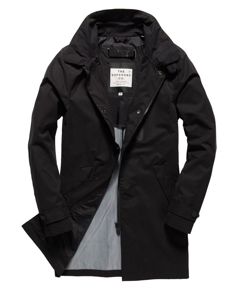 Mens Rogue Storm Trench Coat in Black Superdry