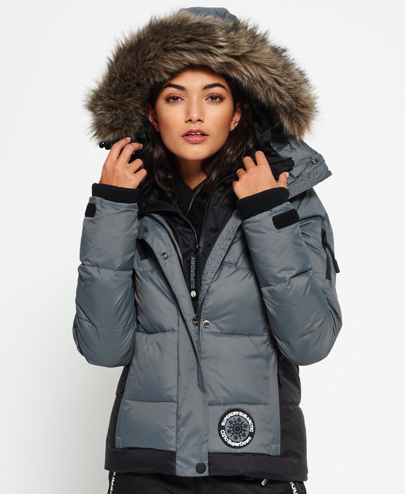 Womens - Sub Arctic Super Down Jacket in Charcoal/black | Superdry UK