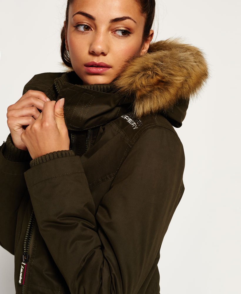 Womens - Microfibre Tall Windparka Jacket in Army | Superdry UK