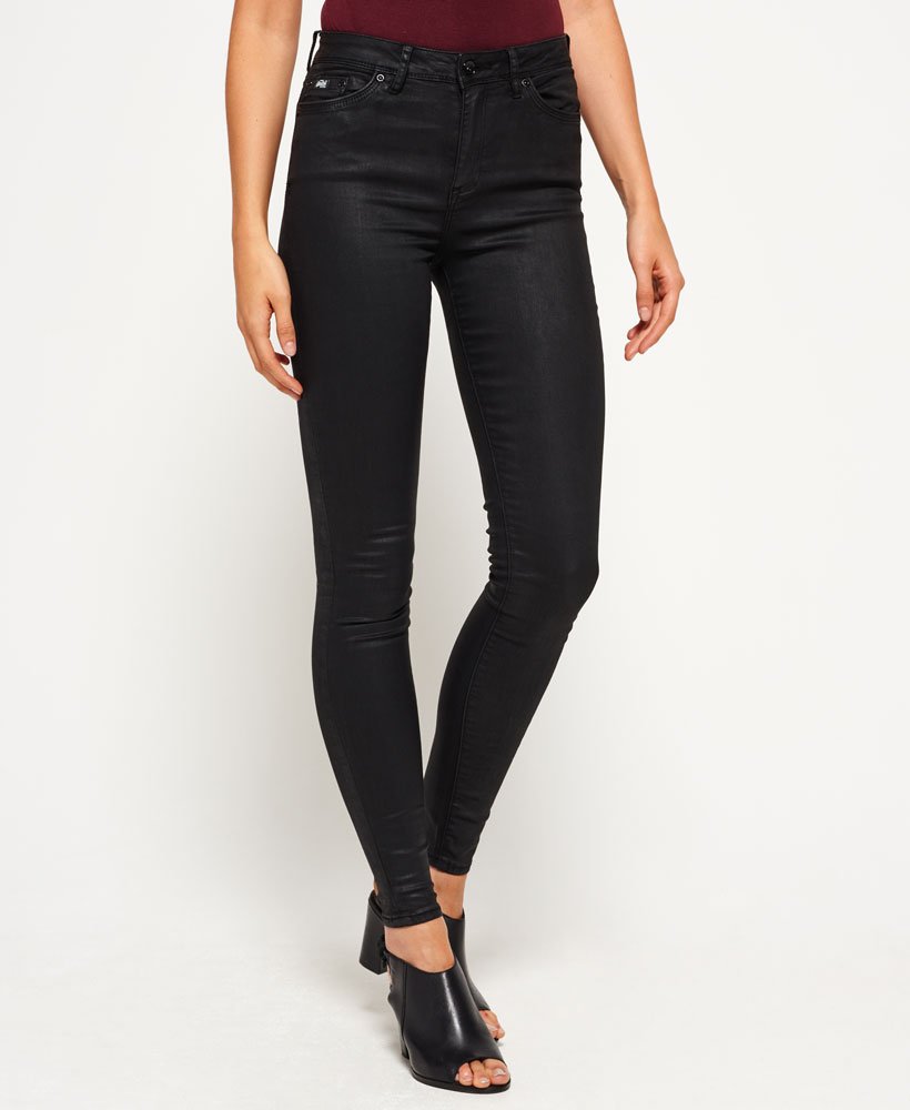 Womens - Sophia High Waist Super Skinny Jeans in Coated Black | Superdry