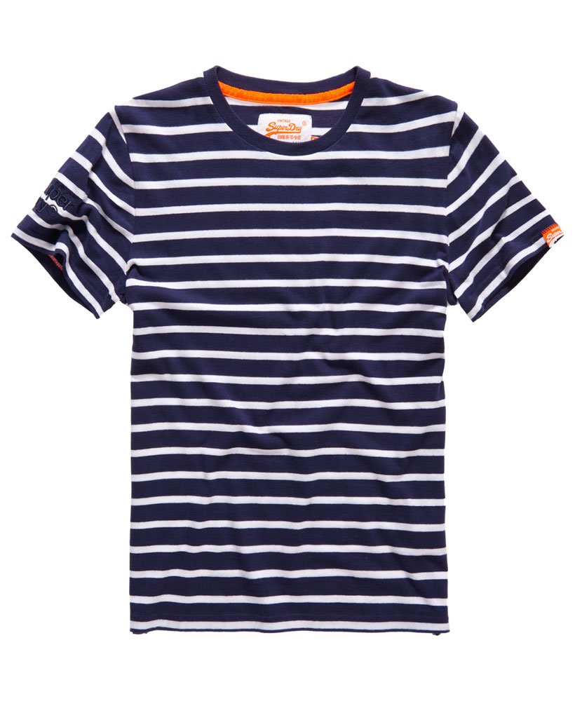 Mens - Brittany Stripe T-shirt in Rinse Navy | Superdry