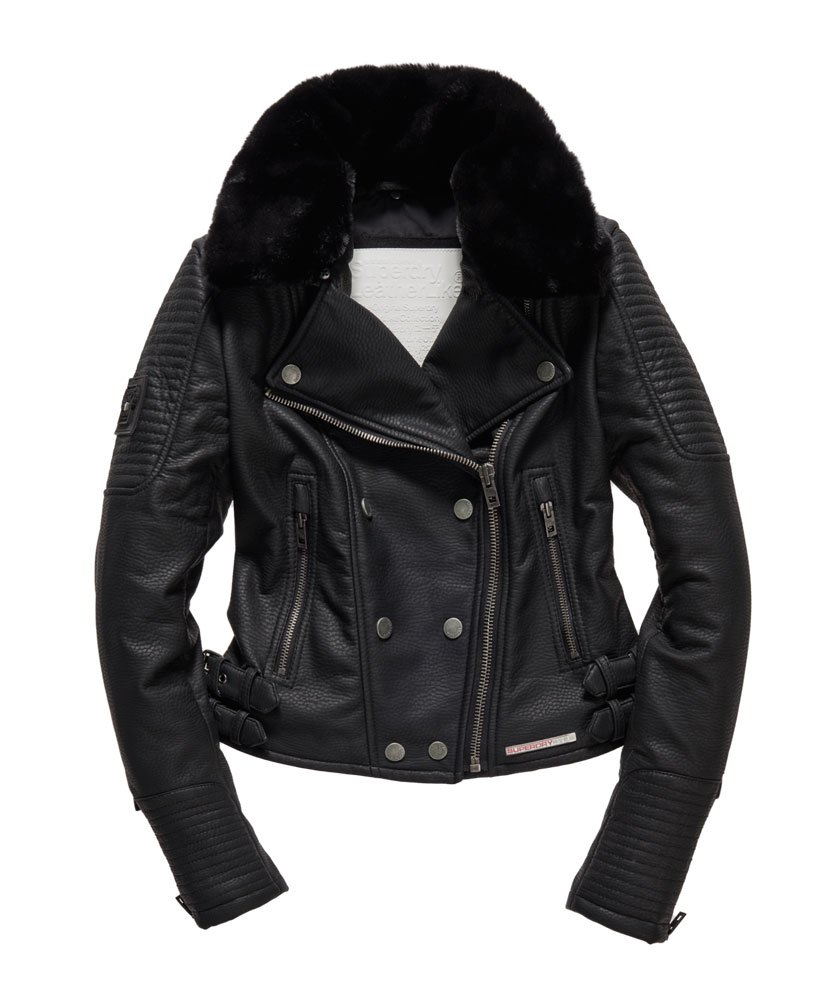 Womens - Faux Leather Renegade Biker Jacket in Black | Superdry