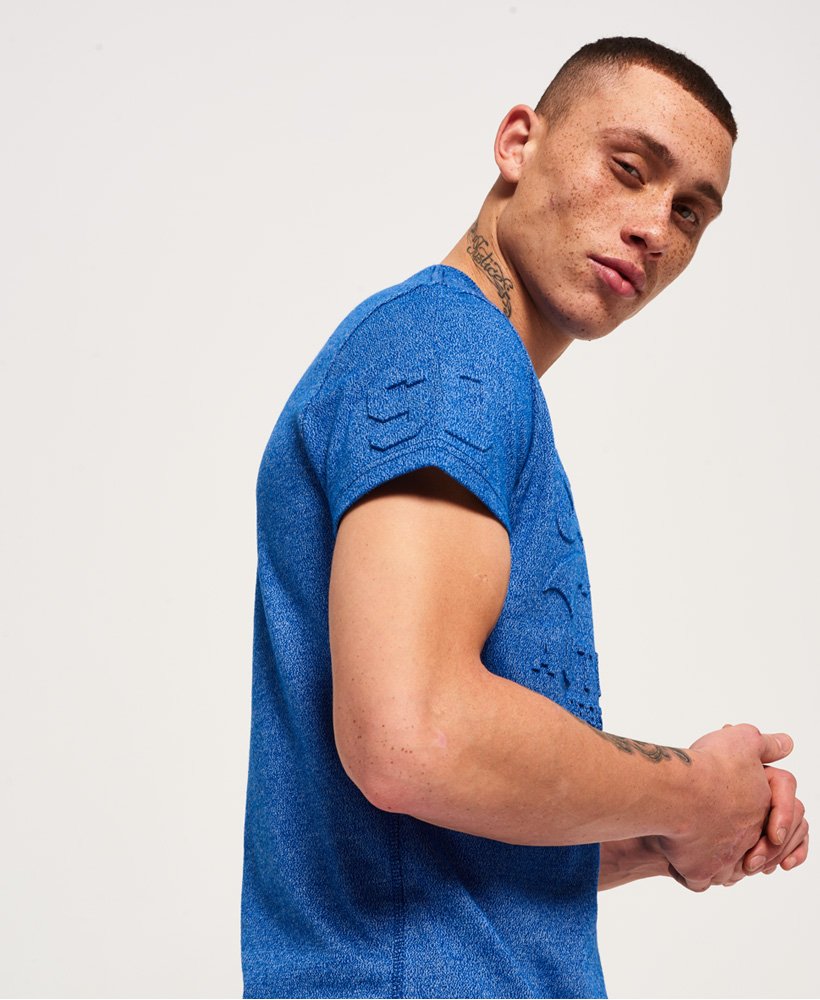 Mens - Vintage Authentic Embossed T-Shirt in Blue | Superdry