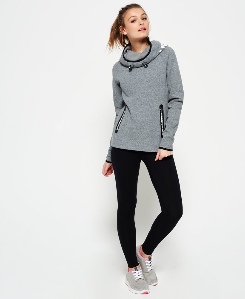 Womens - Gym Tech Cowl Hoodie in Speckle Charcoal | Superdry UK