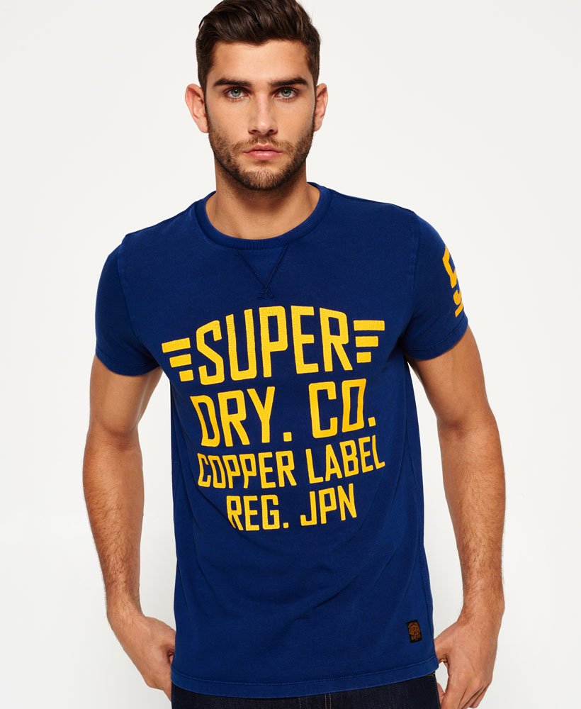 Mens - Copper Label Cafe Racer T-shirt in Daytona Blue | Superdry