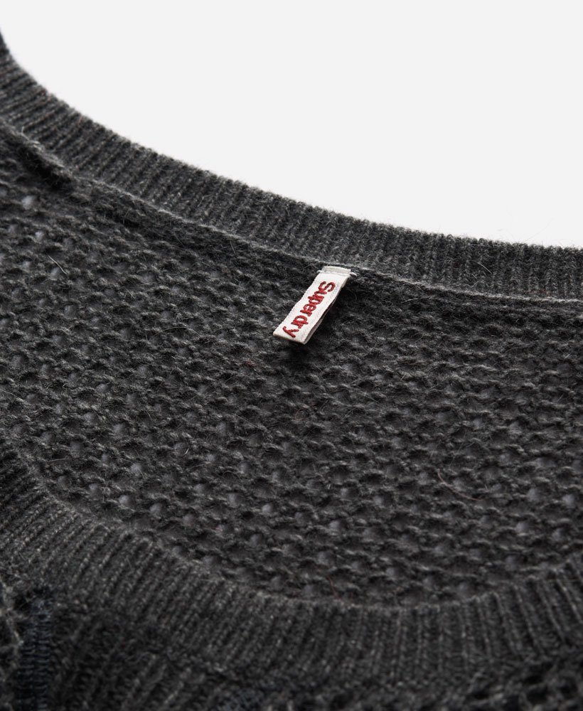 Womens - Crochet Crew in Charcoal | Superdry