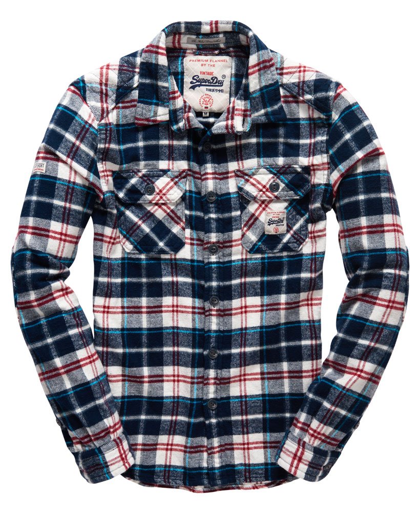 Mens - Milled Flannel Shirt in Ocean Blue Check | Superdry