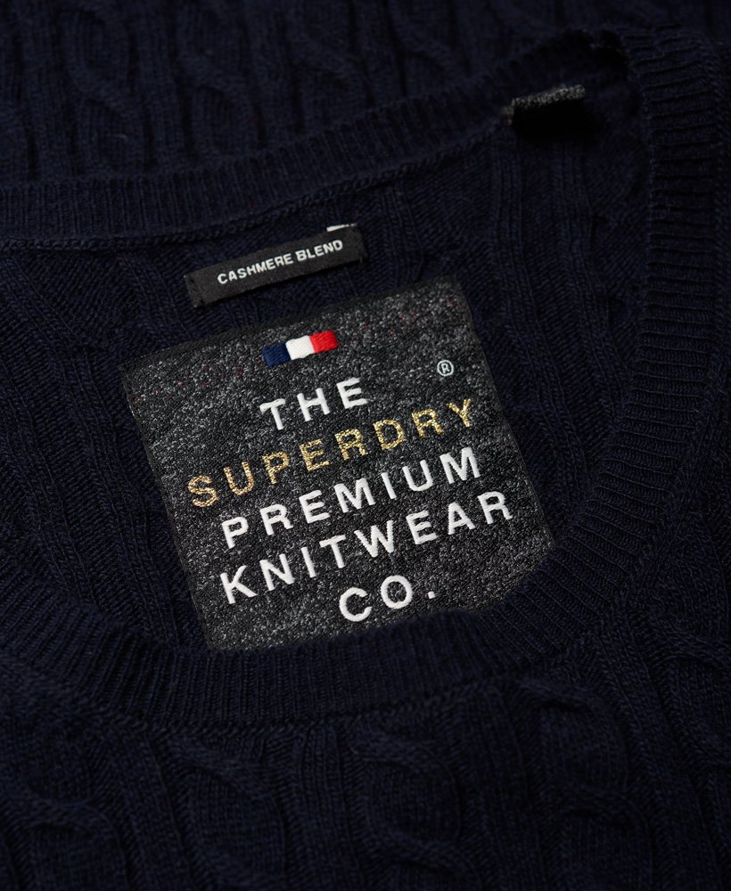 Womens - Luxe Mini Cable Knit Jumper in Navy | Superdry UK