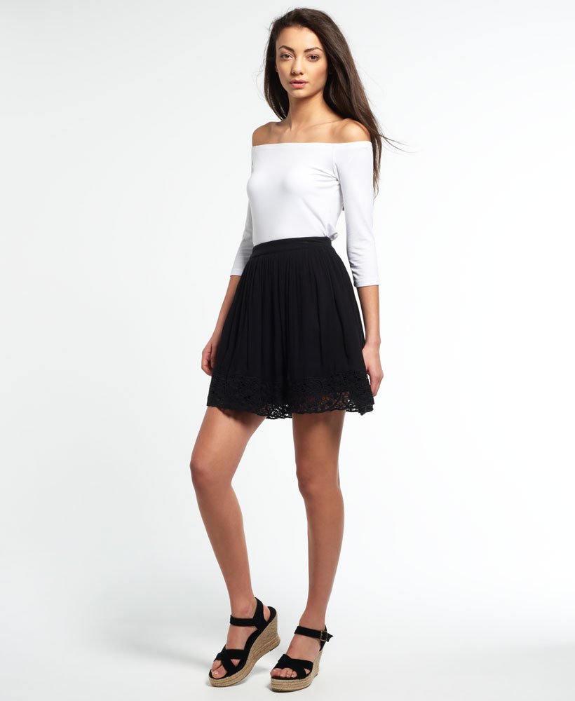 Womens - Sweep Lace Mini Skirt in Black | Superdry UK