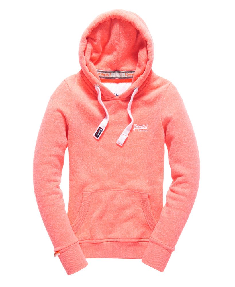 Womens - Orange Label Primary Hoodie in Neon Pink Snowy Marl | Superdry UK