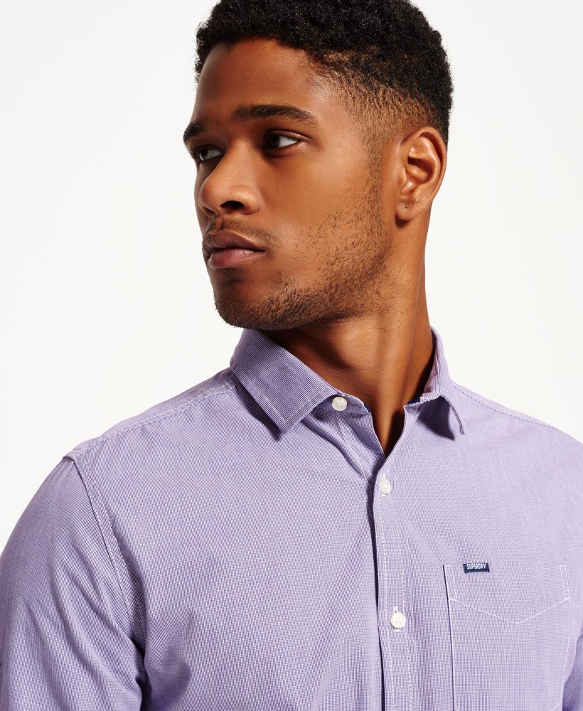 Men's Cut Away Collar Shirt in Purple | Superdry US