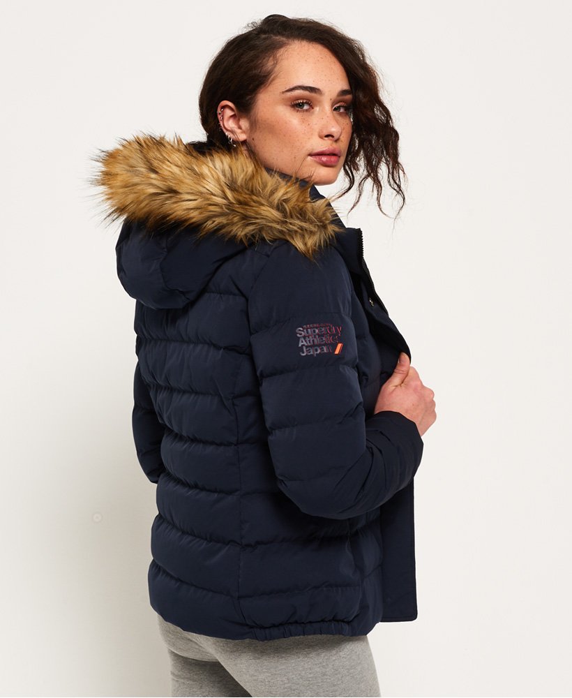 Womens - Arctic Faux Fur Hooded Jacket in Navy | Superdry UK