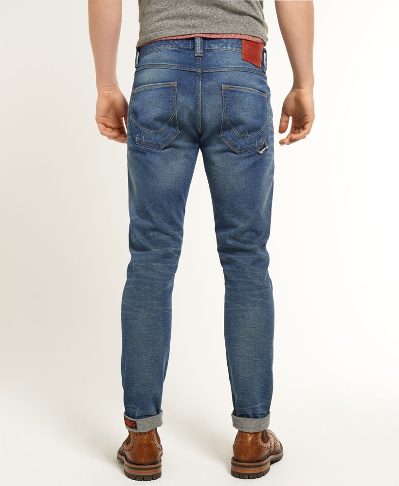 Mens - Copper Label Slim Jeans in Rugged Aged Selvedge | Superdry