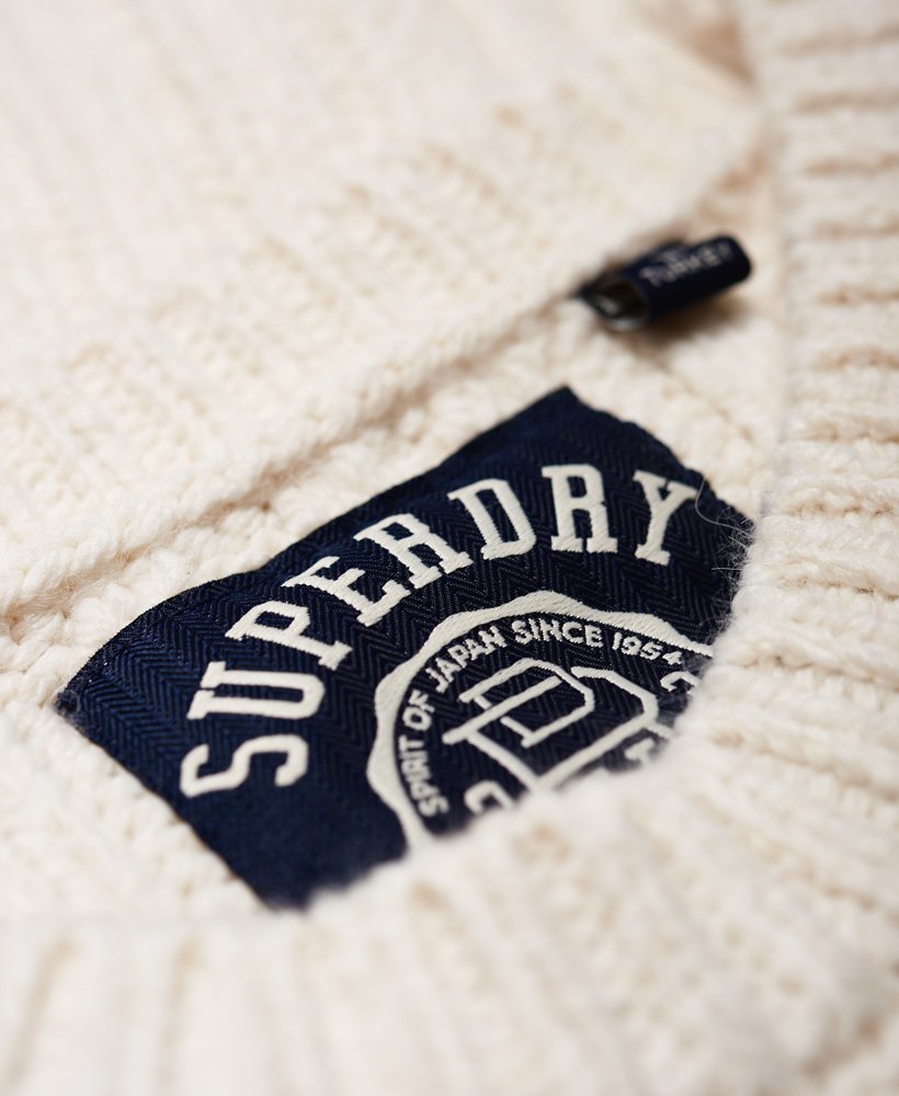 Womens - Varsity Slouch Knit Jumper in Cream | Superdry