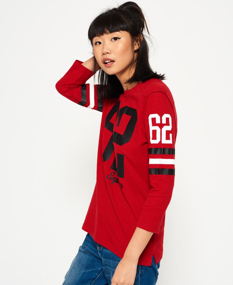 Womens Atherton Baseball Top In Alpha Red Superdry Us