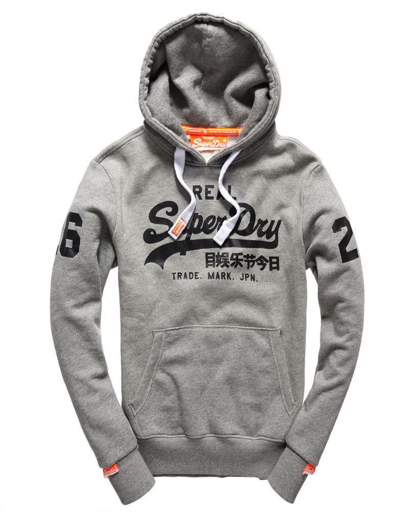 SUPERDRY Men Premium Goods Embossed Hood Sweatshirt Grey Grit Sizes XXXL S 