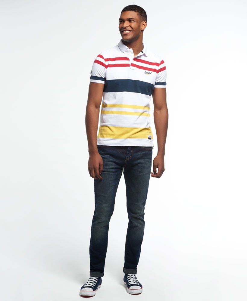 Mens - College Stripe Polo Shirt in White | Superdry