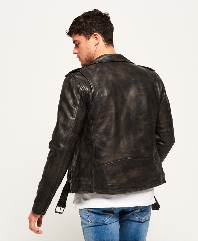 Men's - SD Endurance Custom Leather Jacket in Black Grey Rub Off ...