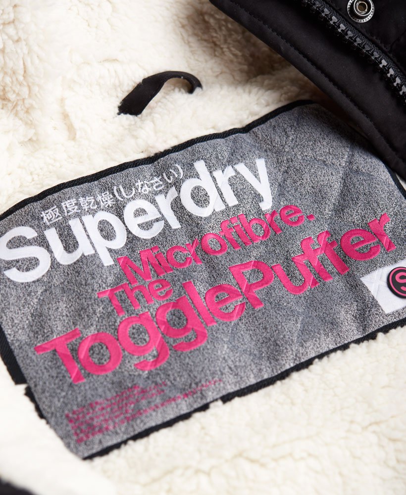 Superdry Mujer Cazadora Microfibre Toggle Puffer Negro