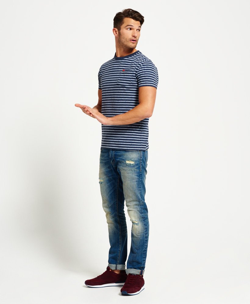 Mens - Rustic Stripe Pocket T-shirt in Blue | Superdry UK