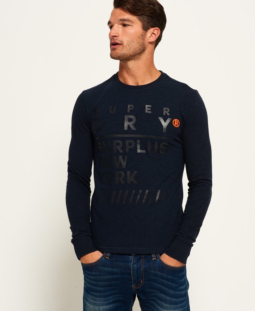 Mens - Surplus Goods Long Sleeve Graphic T-Shirt in Navy | Superdry