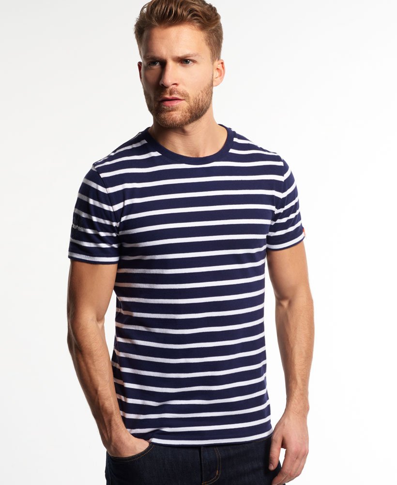 Mens - Brittany Stripe T-shirt in Rinse Navy | Superdry