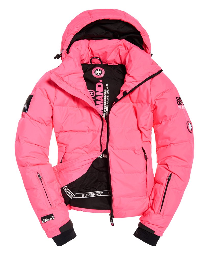 Womens - Ski Command Utility Down Jacket in Fluro Pink | Superdry UK