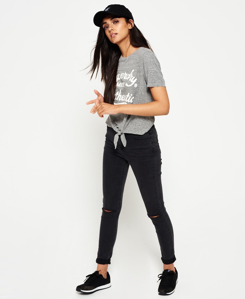 Womens - Made Authentic Knot T-Shirt in Du Jour Grey Marl | Superdry UK
