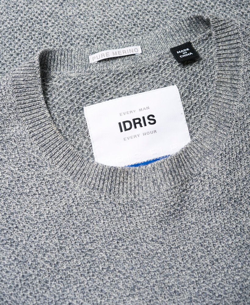 Mens - Premium Textured Knit Crew Jumper in Grey | Superdry