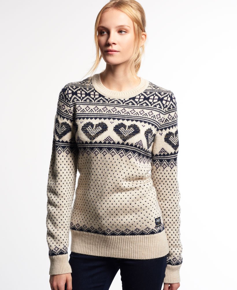 Superdry Fairisle Heart Knit Jumper - Women's Womens Sweaters