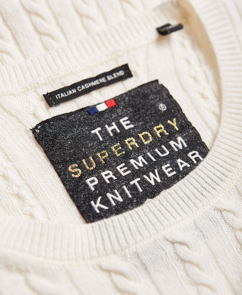 Womens - Luxe Mini Cable Knit Jumper in Cream | Superdry