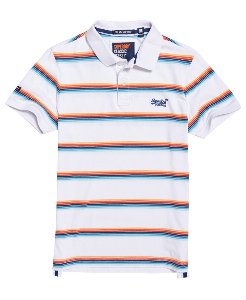 Mens Classic Cali Surf Polo Shirt in Optic White Superdry