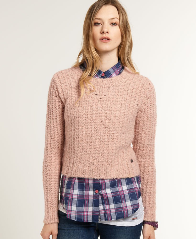 Womens Super Engineered Jumper in Blush Pink Superdry