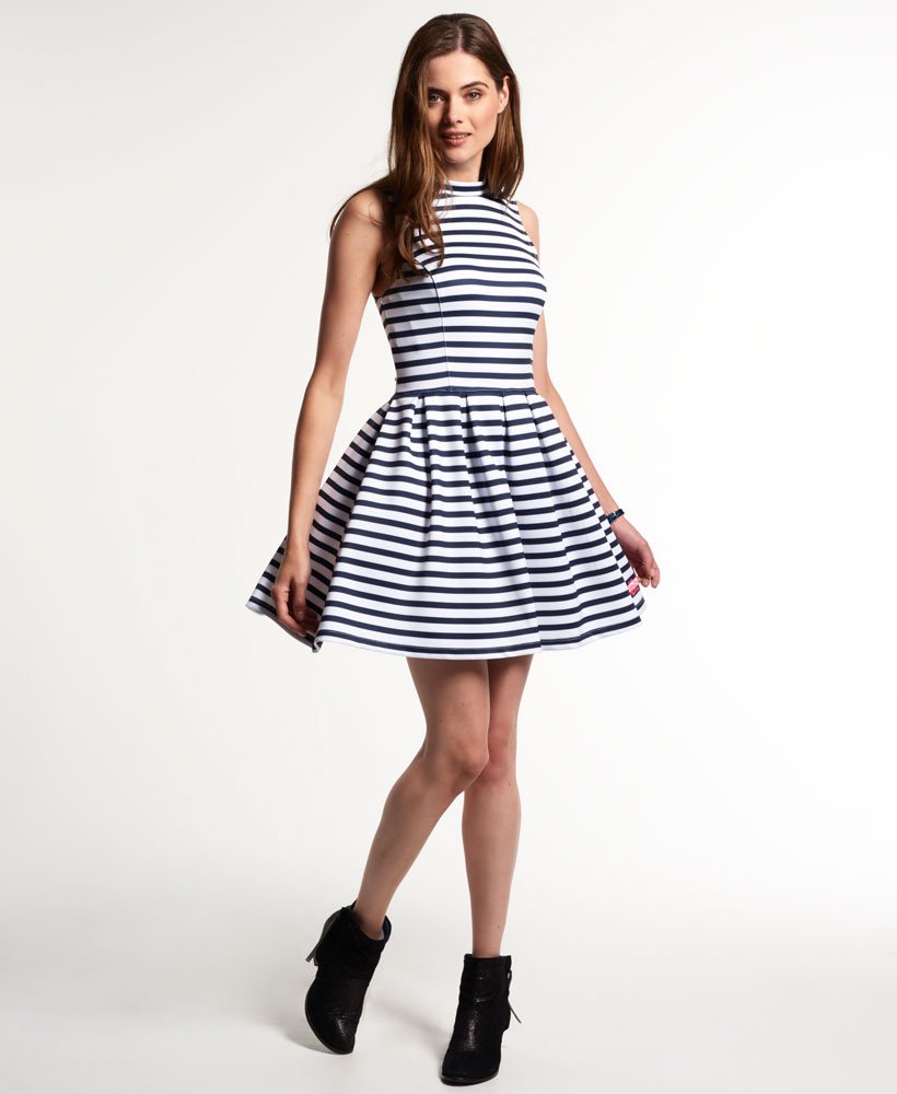Womens - Premium Scuba Dress in Navy/white Stripe | Superdry