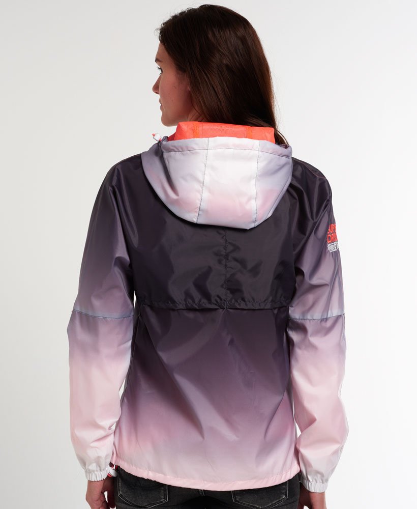 Womens - Tri Colour Zip Through Spray Cagoule in Navy/light Coral | Superdry