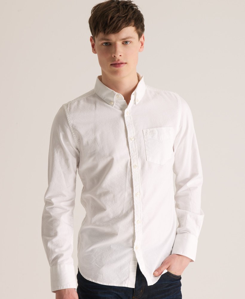 Men's - Laundered Oxford Shirt in Optic | Superdry UK