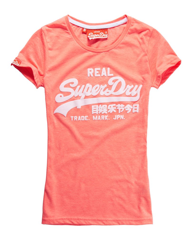 Womens - Vintage Logo T-shirt in Phosphorescent Coral | Superdry UK