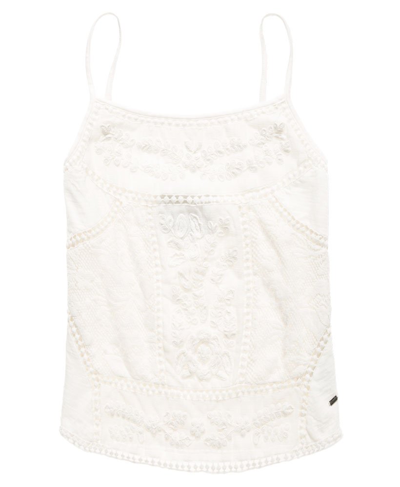 Womens - Folk Patch Cami Top in Vintage White | Superdry UK