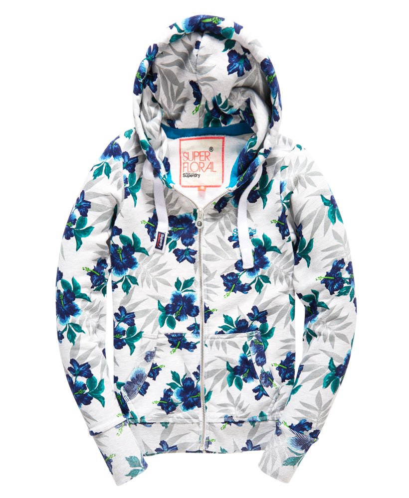 superdry floral zip hoodie