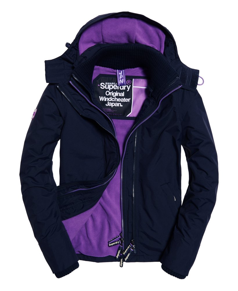 Womens - Pop Zip Hooded Arctic Windcheater Jacket in French Navy ...