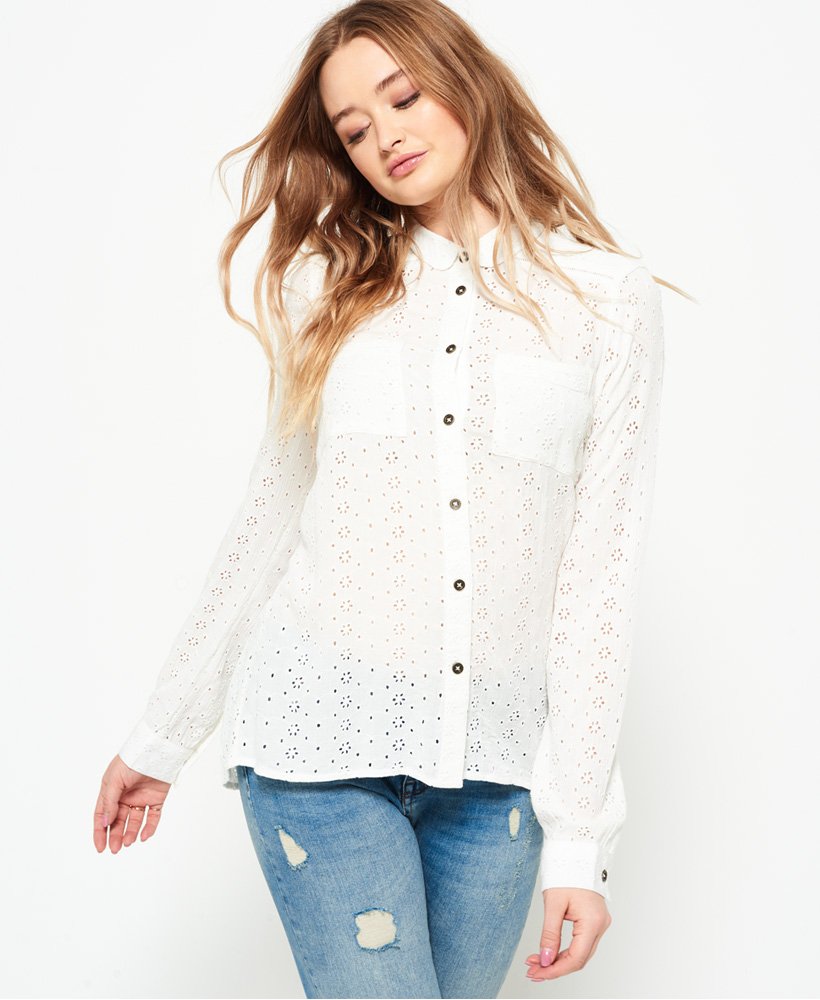 Womens - Candice Schiffly Shirt in White | Superdry